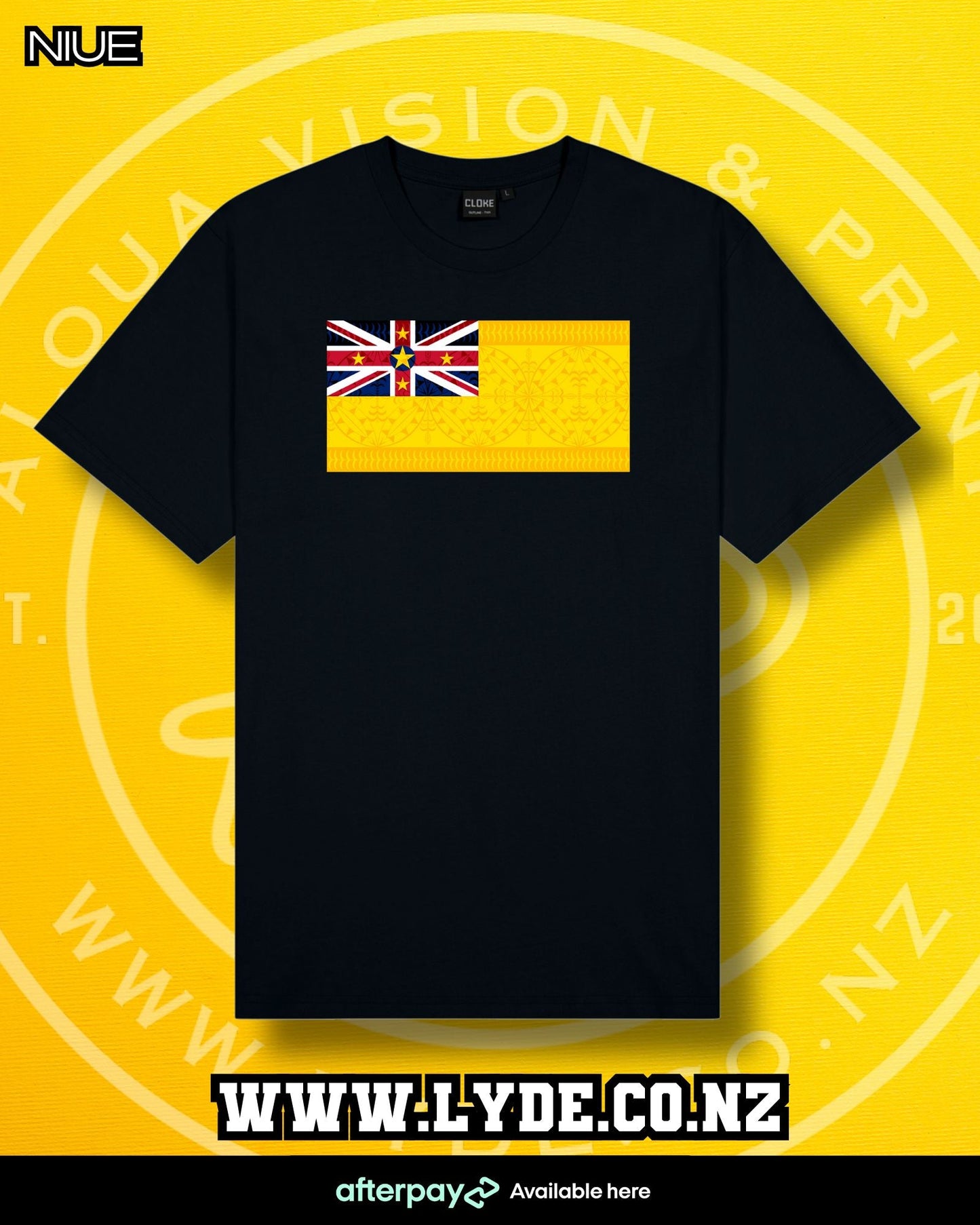 Niue Flag T-Shirt Aloua Vision & Print