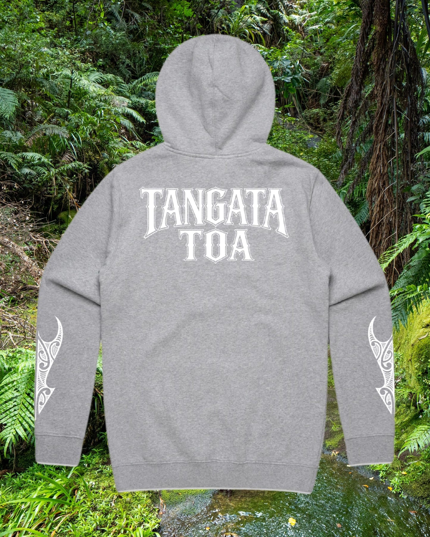 Tangata Toa Mana Hood - Grey (Adults) Aloua Vision & Print