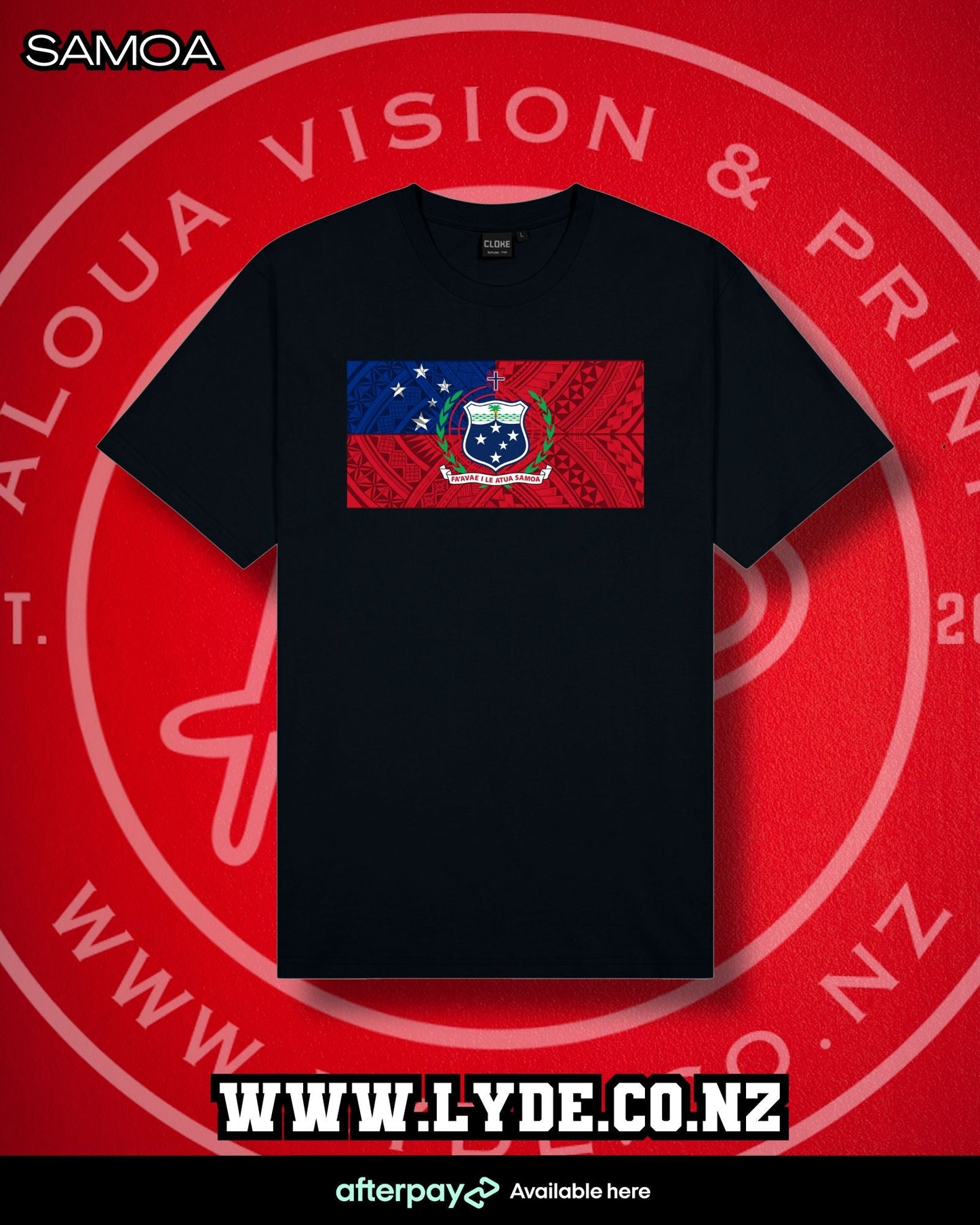 Samoan Flag T-Shirt Aloua Vision & Print