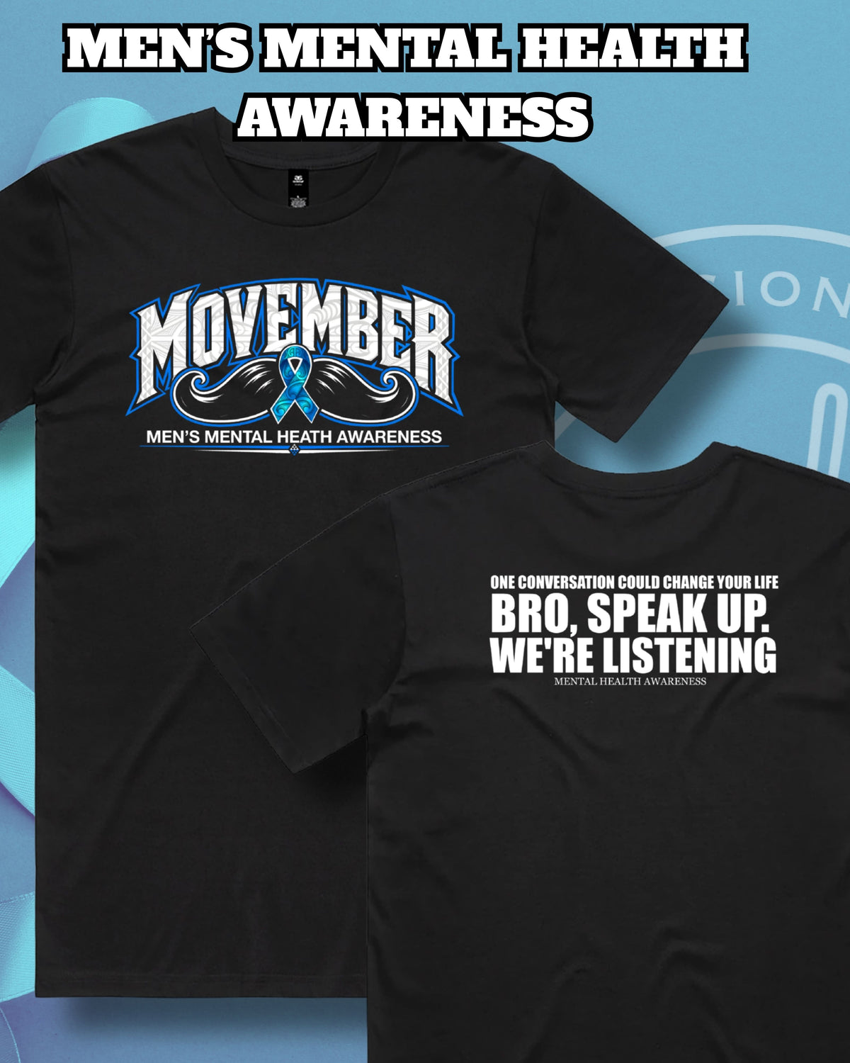 Movember Statement T-Shirt (with Design) Aloua Vision & Print