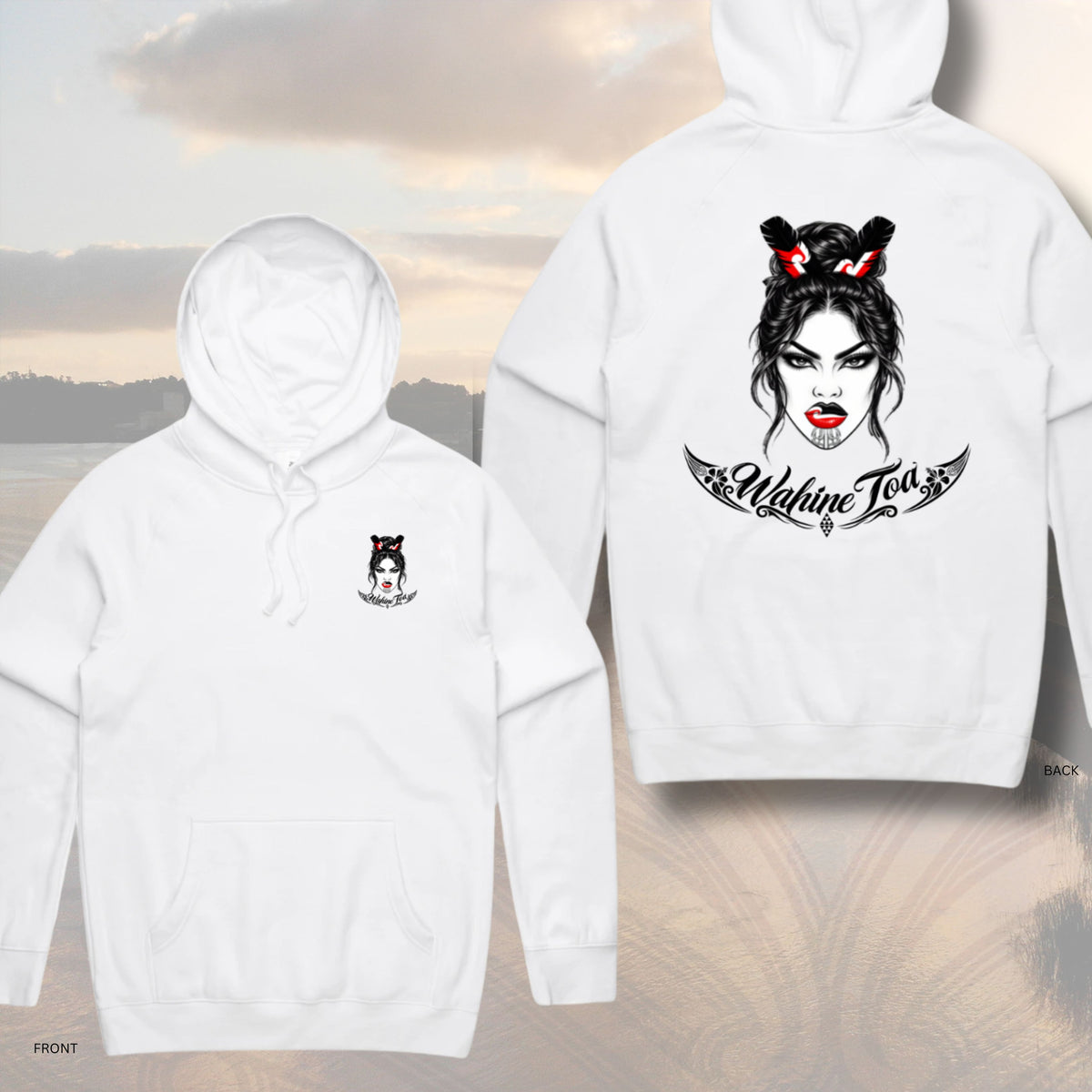 Wahine Toa (Back Print) Hoodie (Adults) Aloua Vision & Print