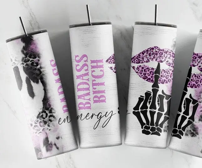 Badass Bitch Energy Cup or Tumbler (Pink & Turquoise) LYDE Clothing