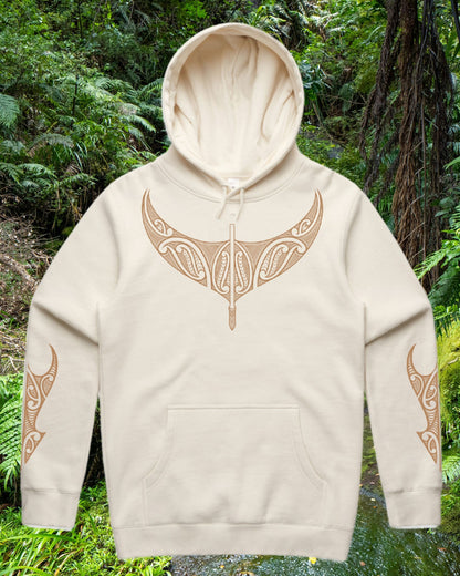 Tangata Toa Mana Hood - Ecru (Adults) Aloua Vision & Print