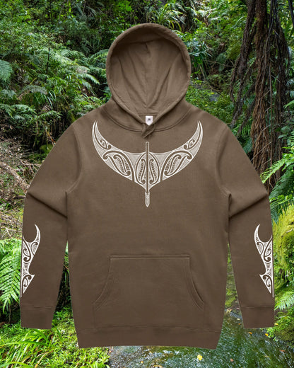Tangata Toa Mana Hood - Brown (Adults) Aloua Vision & Print