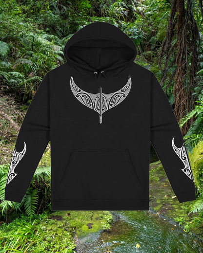 Tangata Toa Mana Hood - Black (Adults) Aloua Vision & Print