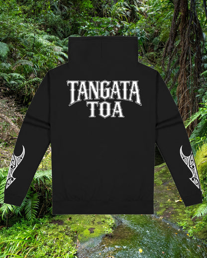 Tangata Toa Mana Hood - Black (Adults) Aloua Vision & Print