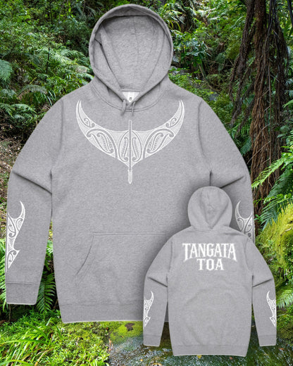 Tangata Toa Mana Hood - Grey (Adults) Aloua Vision & Print