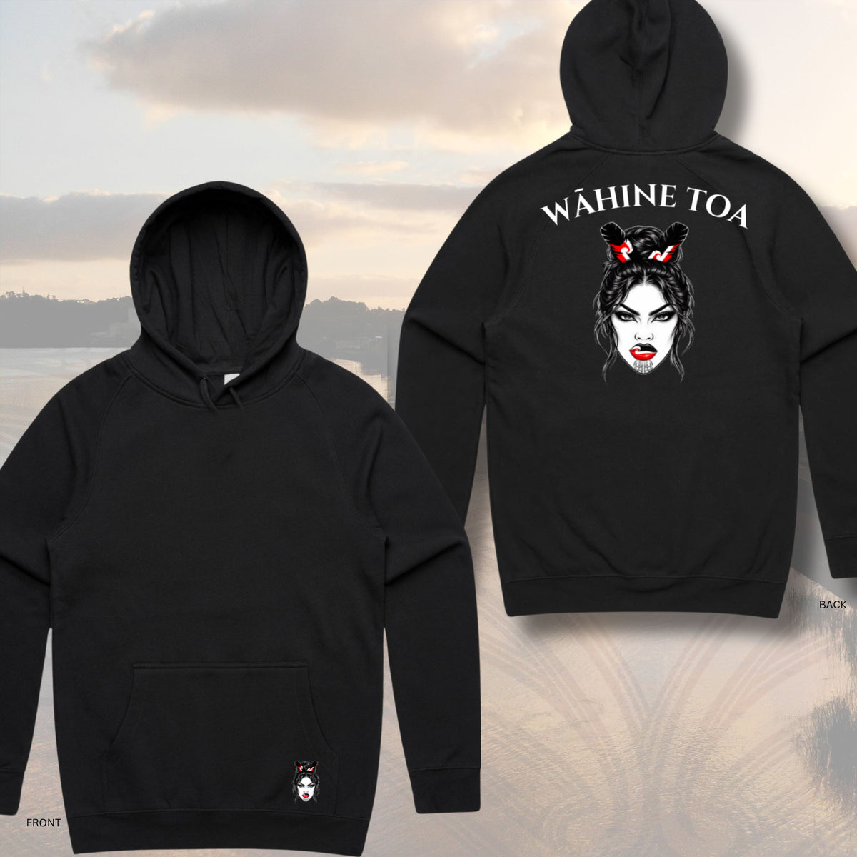 Wahine Toa (Shoulder Print) Hoodie (Adults) Aloua Vision & Print