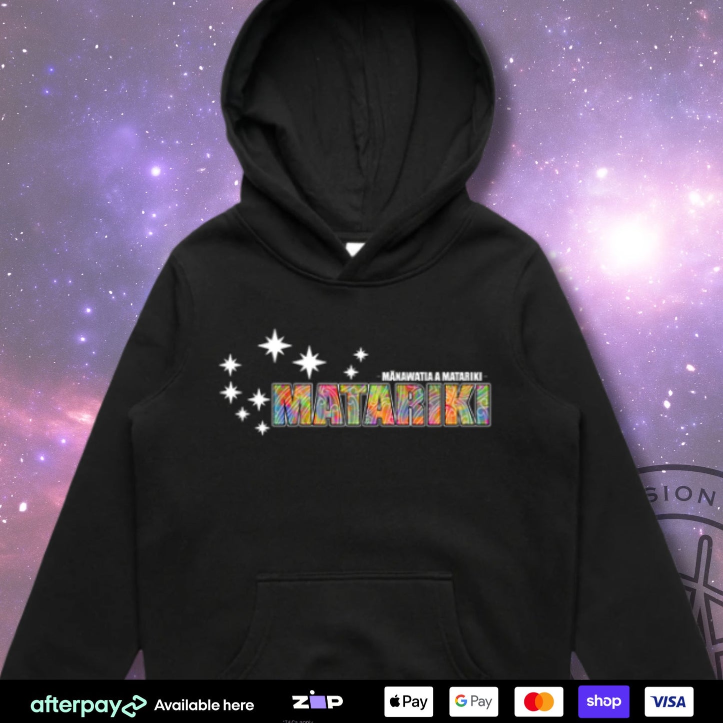 Matariki Colour Splash Hoodie (Kids) Aloua Vision & Print