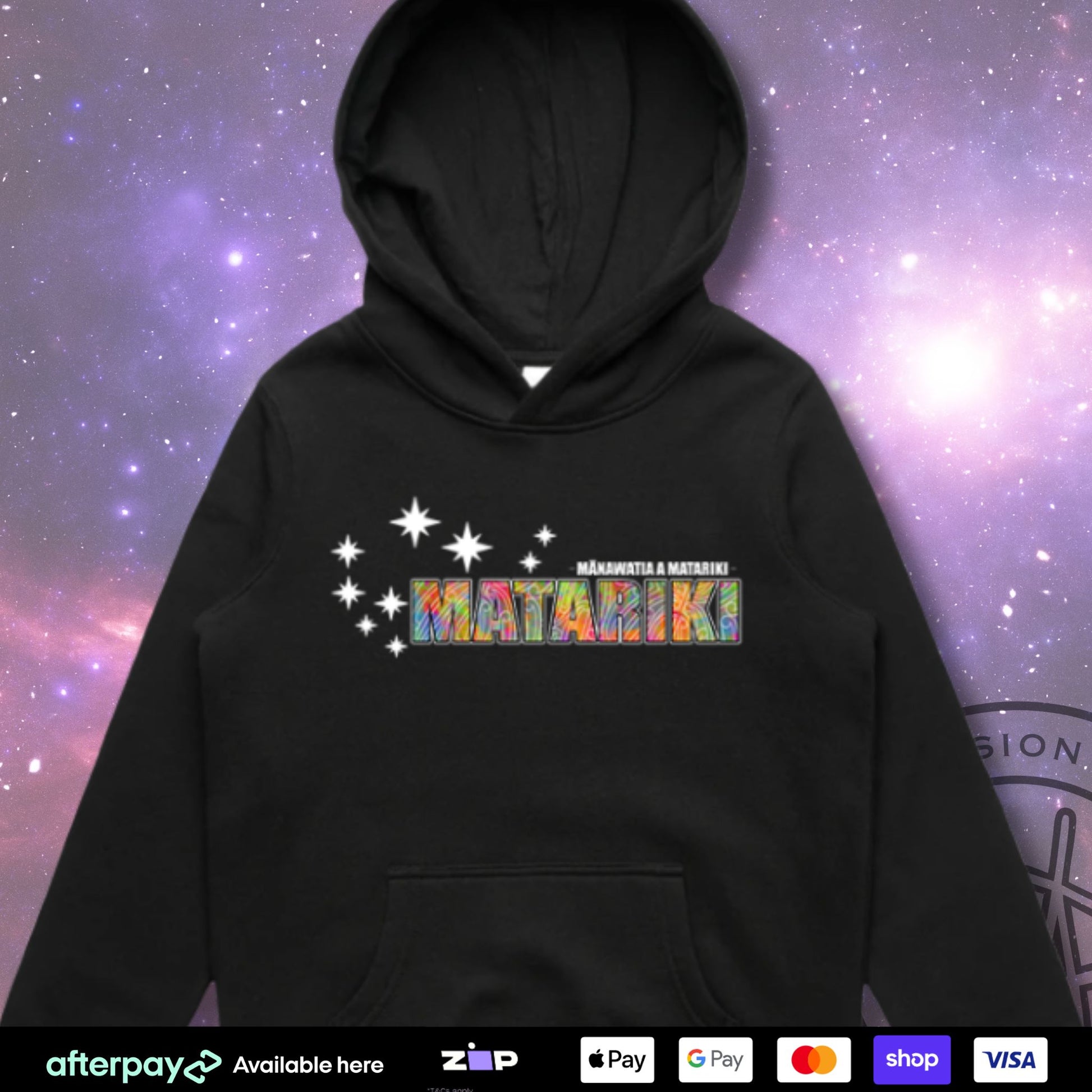 Matariki Colour Splash Hoodie (Kids) Aloua Vision & Print