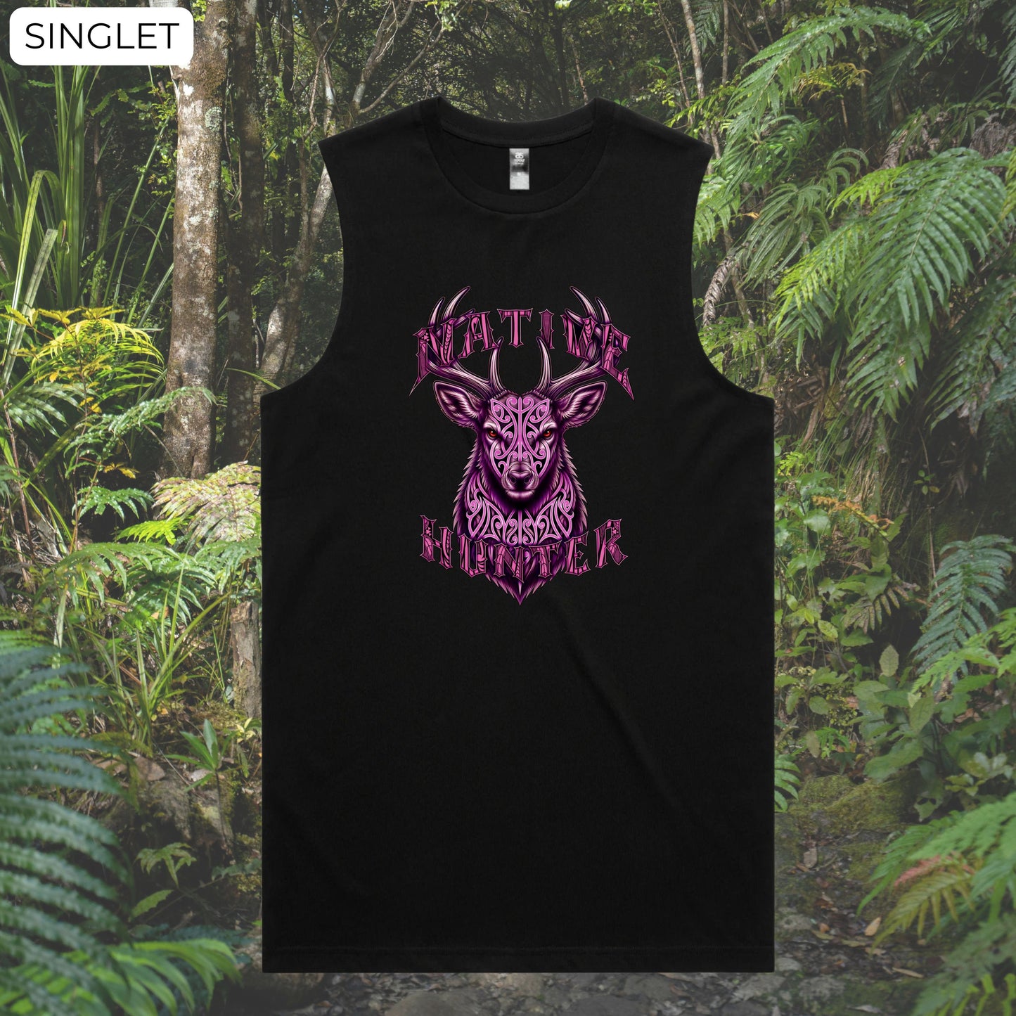 Native Hunter Stag Singlet (Adults) Aloua Vision & Print