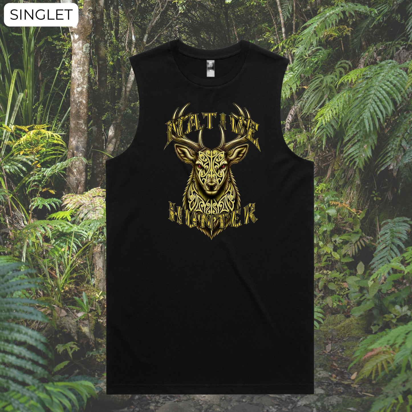 Native Hunter Stag Singlet (Adults) Aloua Vision & Print