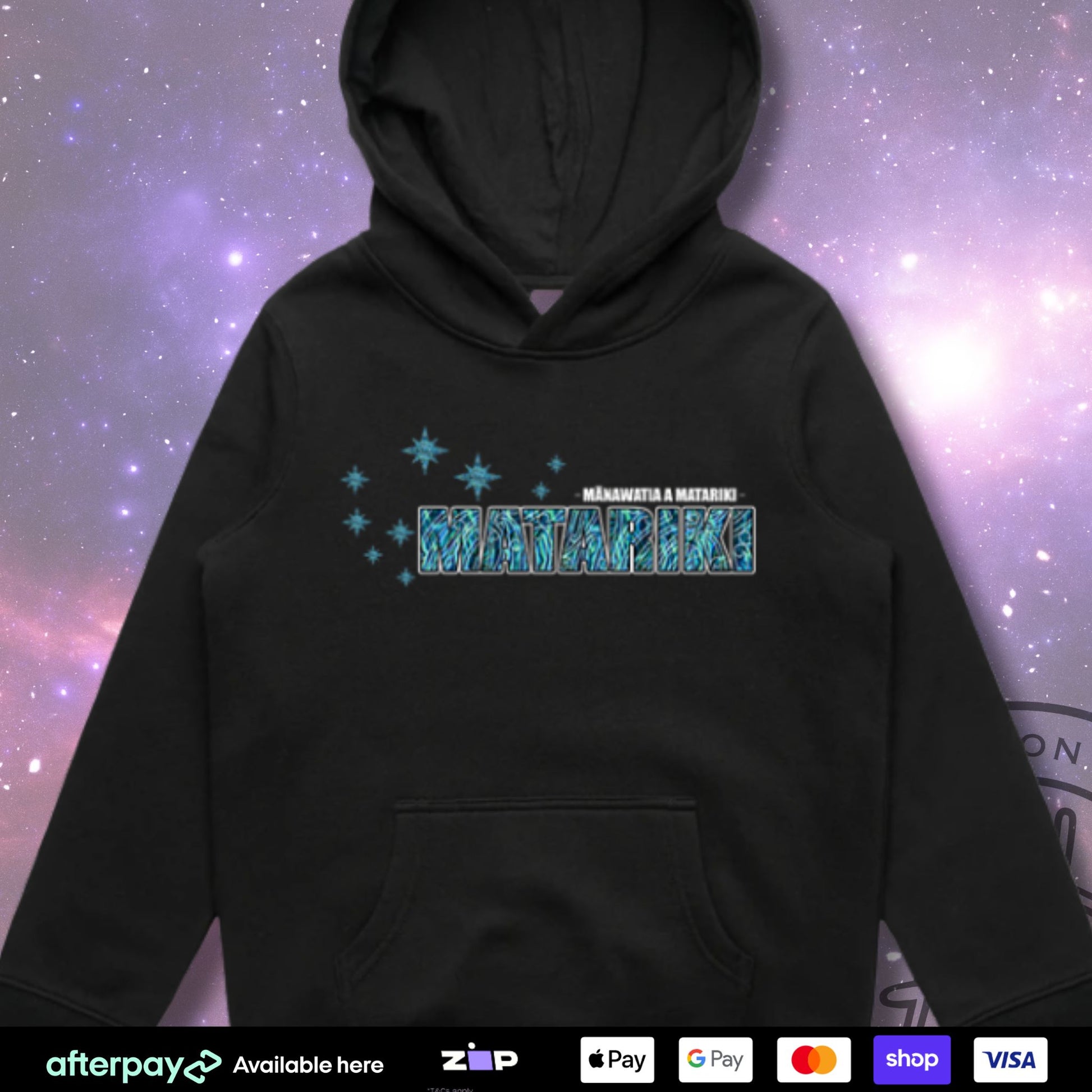 Matariki Paua Hoodie (Kids) Aloua Vision & Print