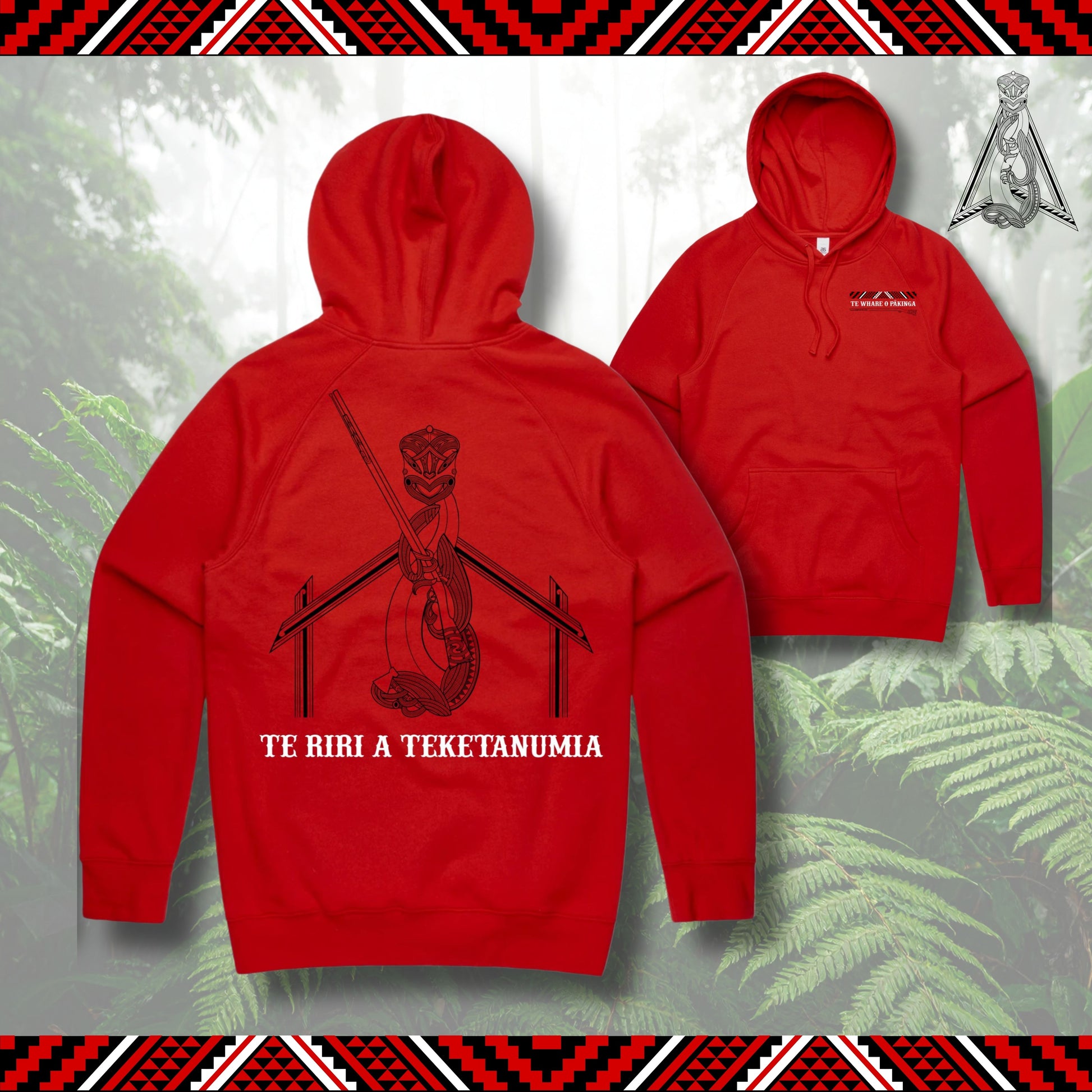 Pākinga Hoodie (Red) Aloua Vision & Print