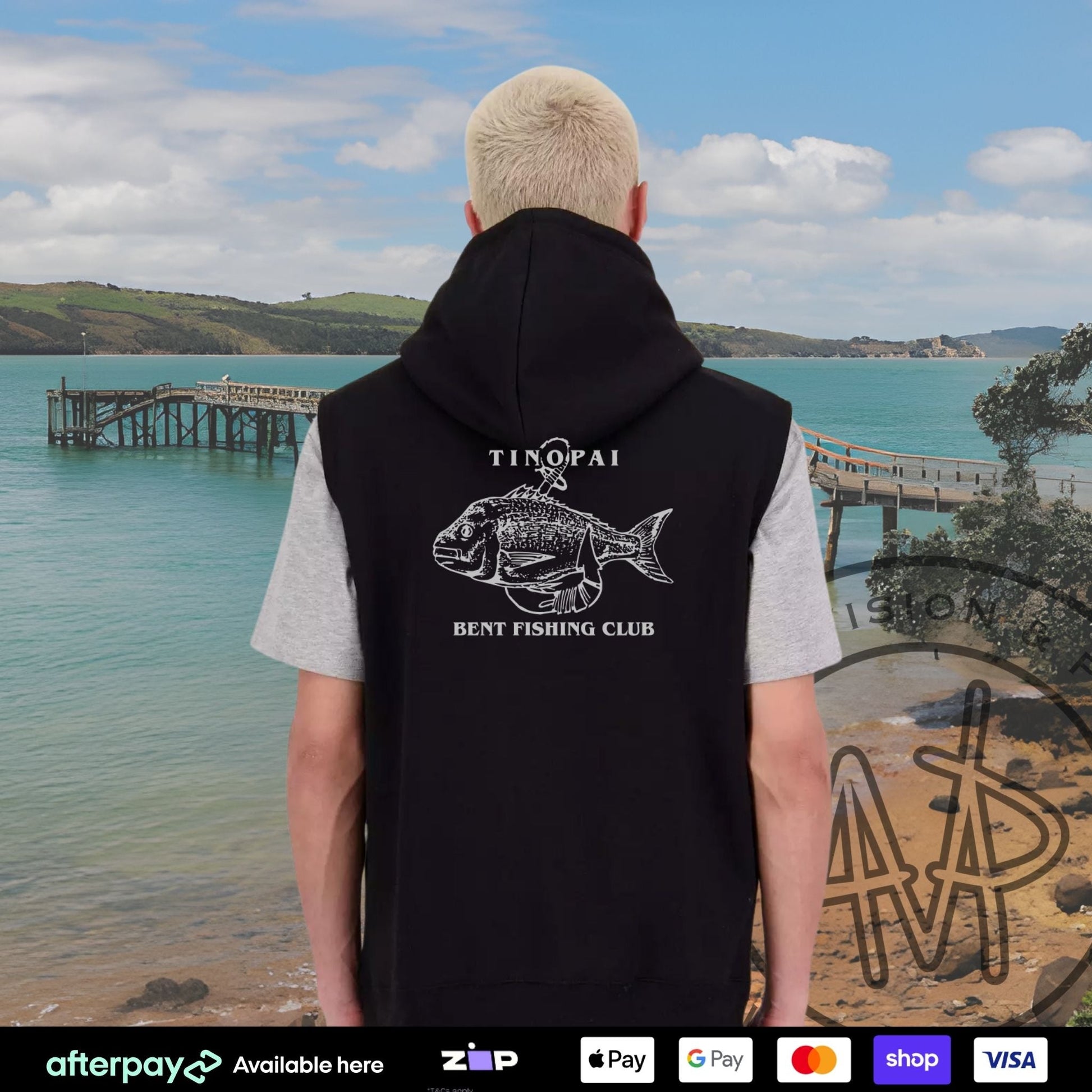 Tinopai Bent Fishing Club Sleeveless Hoodie (Adults) Aloua Vision & Print