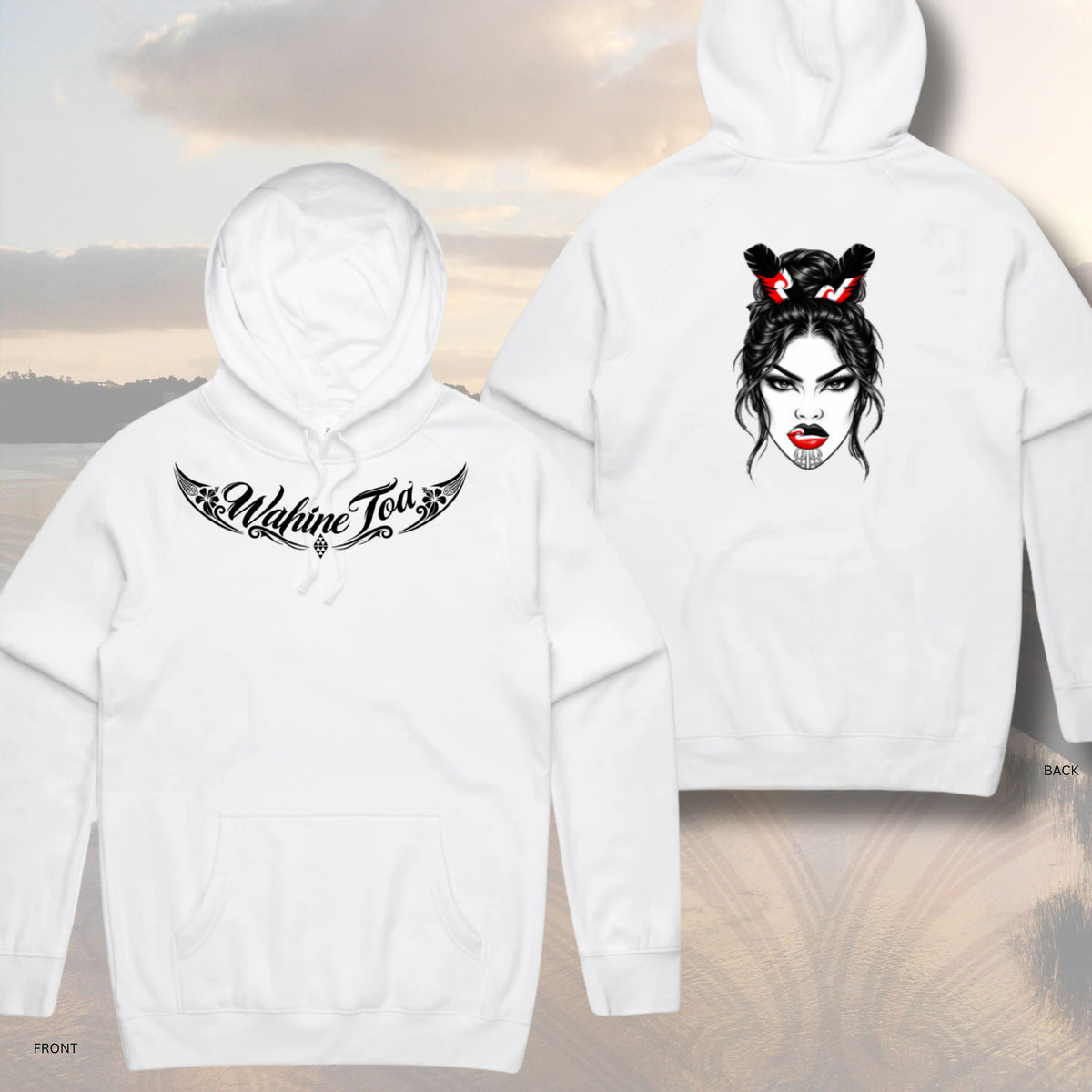 Wahine Toa (Chest print) Hoodie (Adults) Aloua Vision & Print