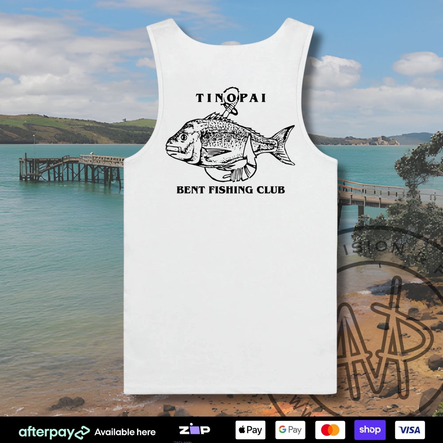 Tinopai Bent Fishing Club Singlet (Adults) Aloua Vision & Print