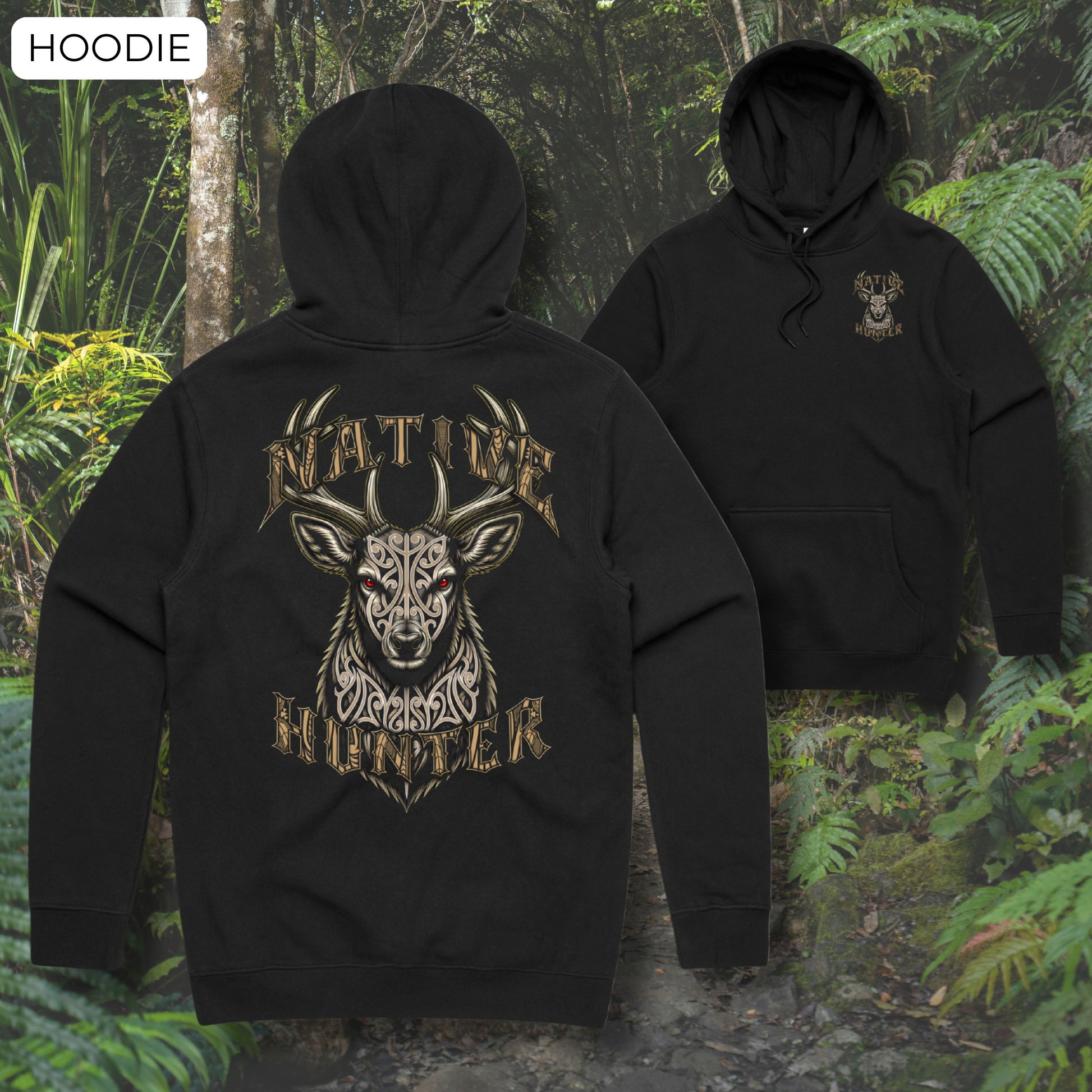 Native Hunter Stag Hoodie (Kids) Aloua Vision & Print