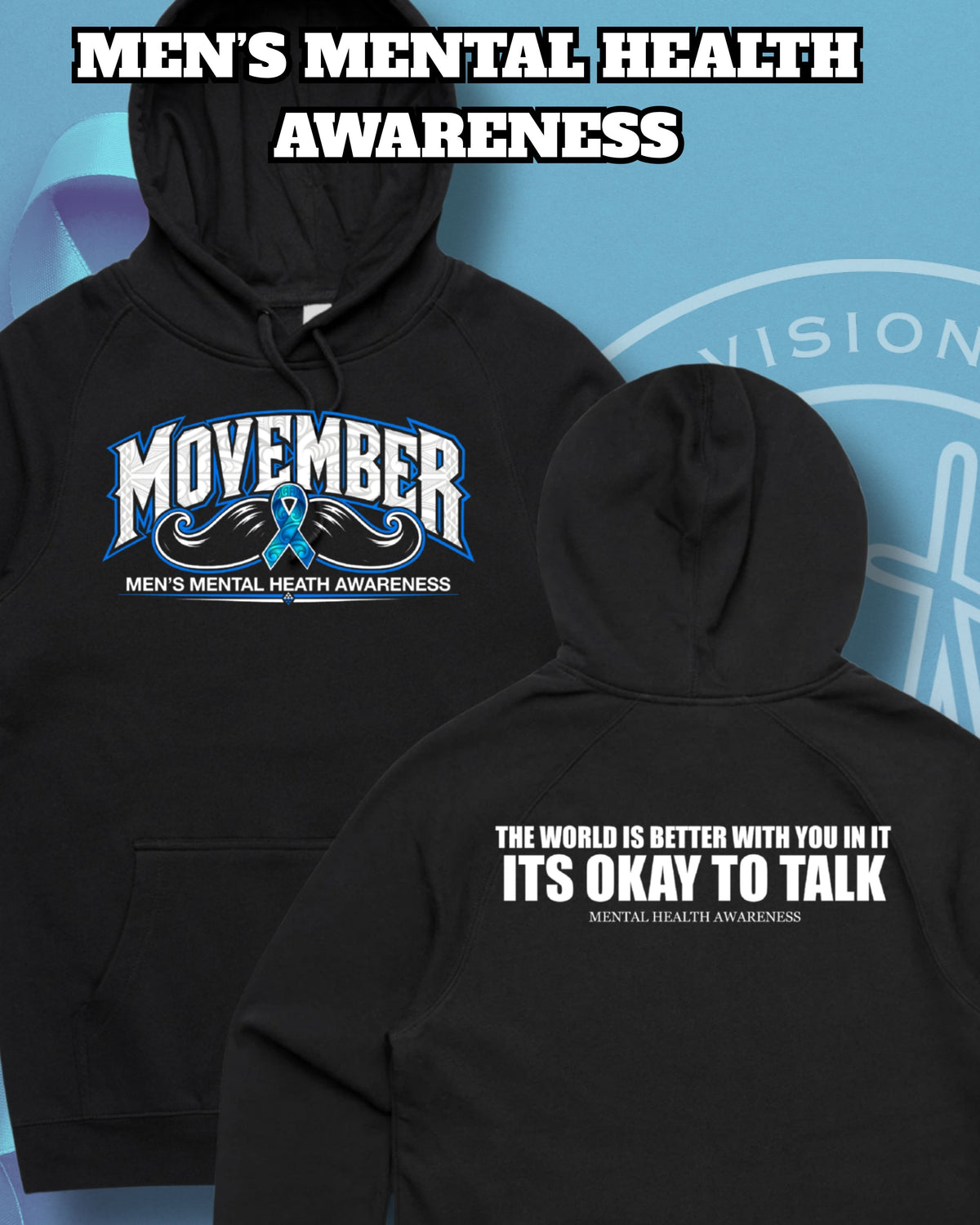 Movember Statement Hoodie (with Design) Aloua Vision & Print